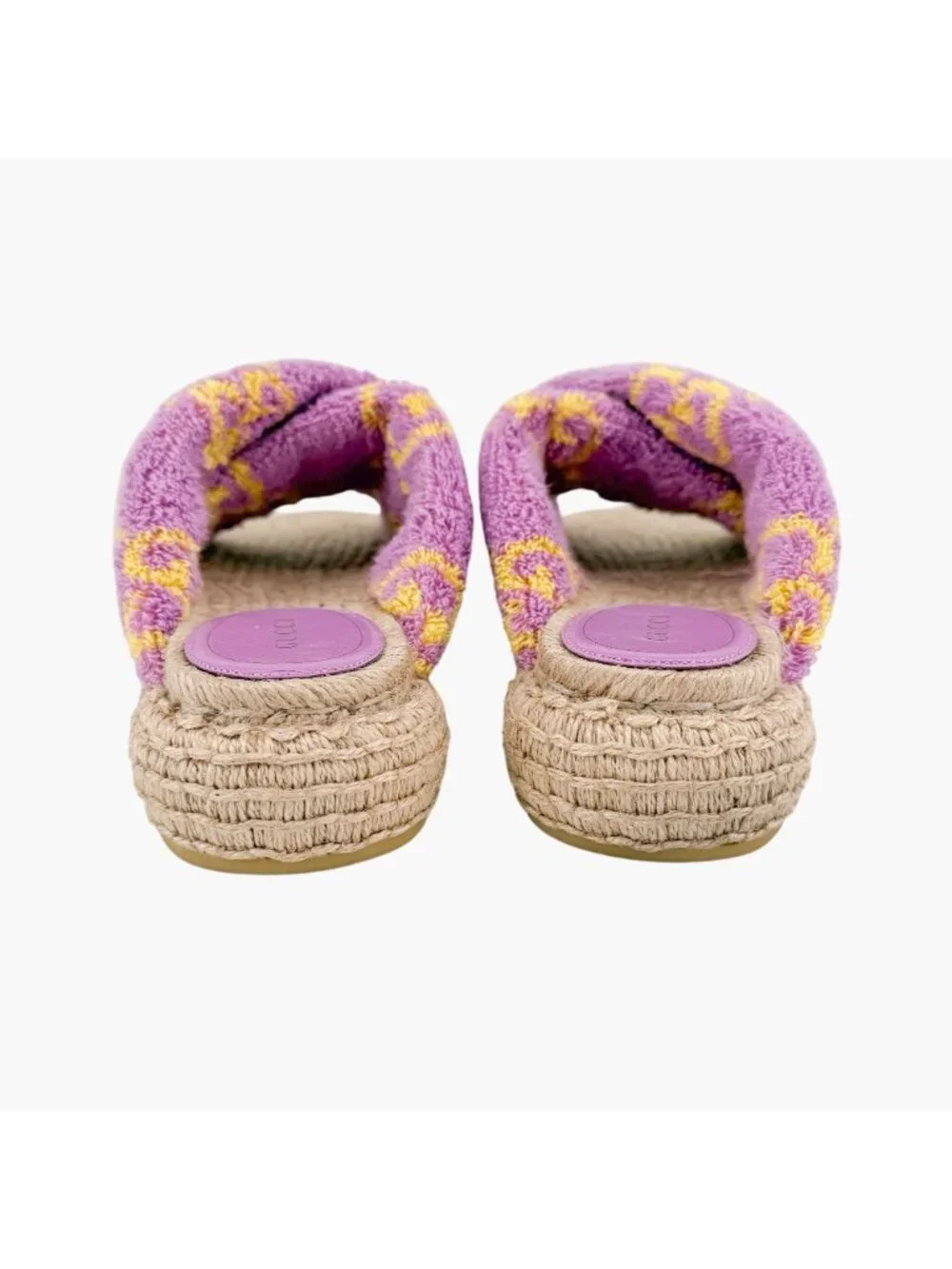 Gucci GG Terry Cloth Platform Espadrille Slide Sandals Purple Size 38.5 US 8.5
